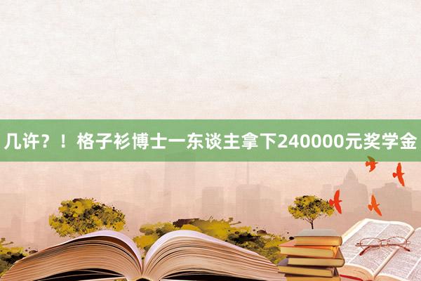 几许？！格子衫博士一东谈主拿下240000元奖学金