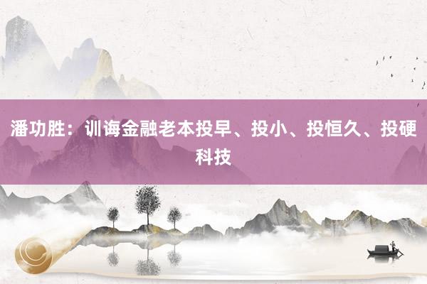 潘功胜：训诲金融老本投早、投小、投恒久、投硬科技