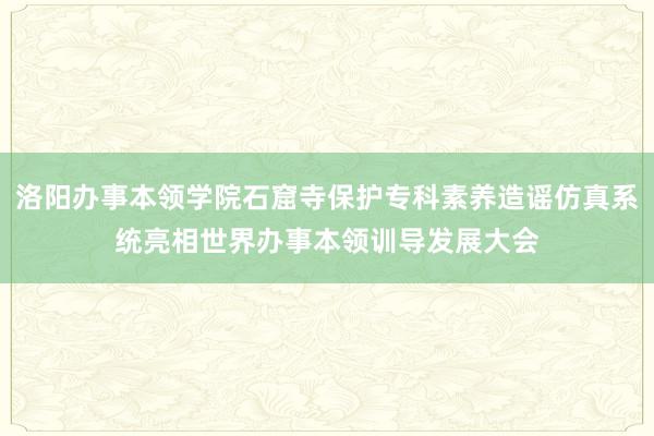 洛阳办事本领学院石窟寺保护专科素养造谣仿真系统亮相世界办事本领训导发展大会