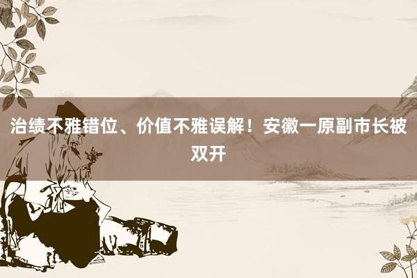 治绩不雅错位、价值不雅误解！安徽一原副市长被双开