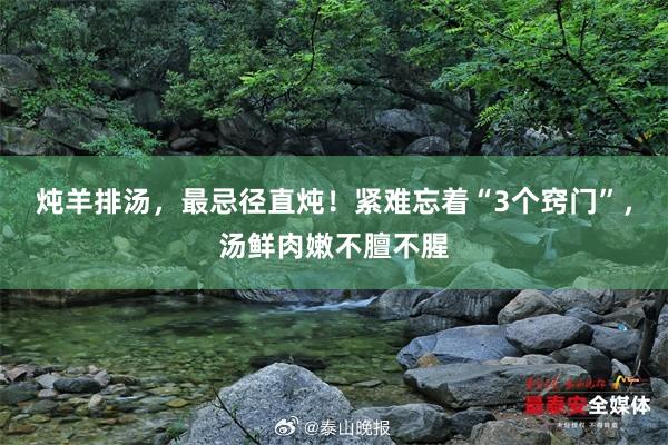 炖羊排汤，最忌径直炖！紧难忘着“3个窍门”，汤鲜肉嫩不膻不腥